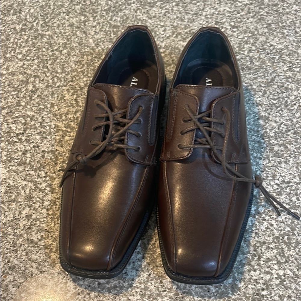 New ALFANI Mens Dress Shoes - Proud Bike Toe Leather Brown Oxfords Lace-up